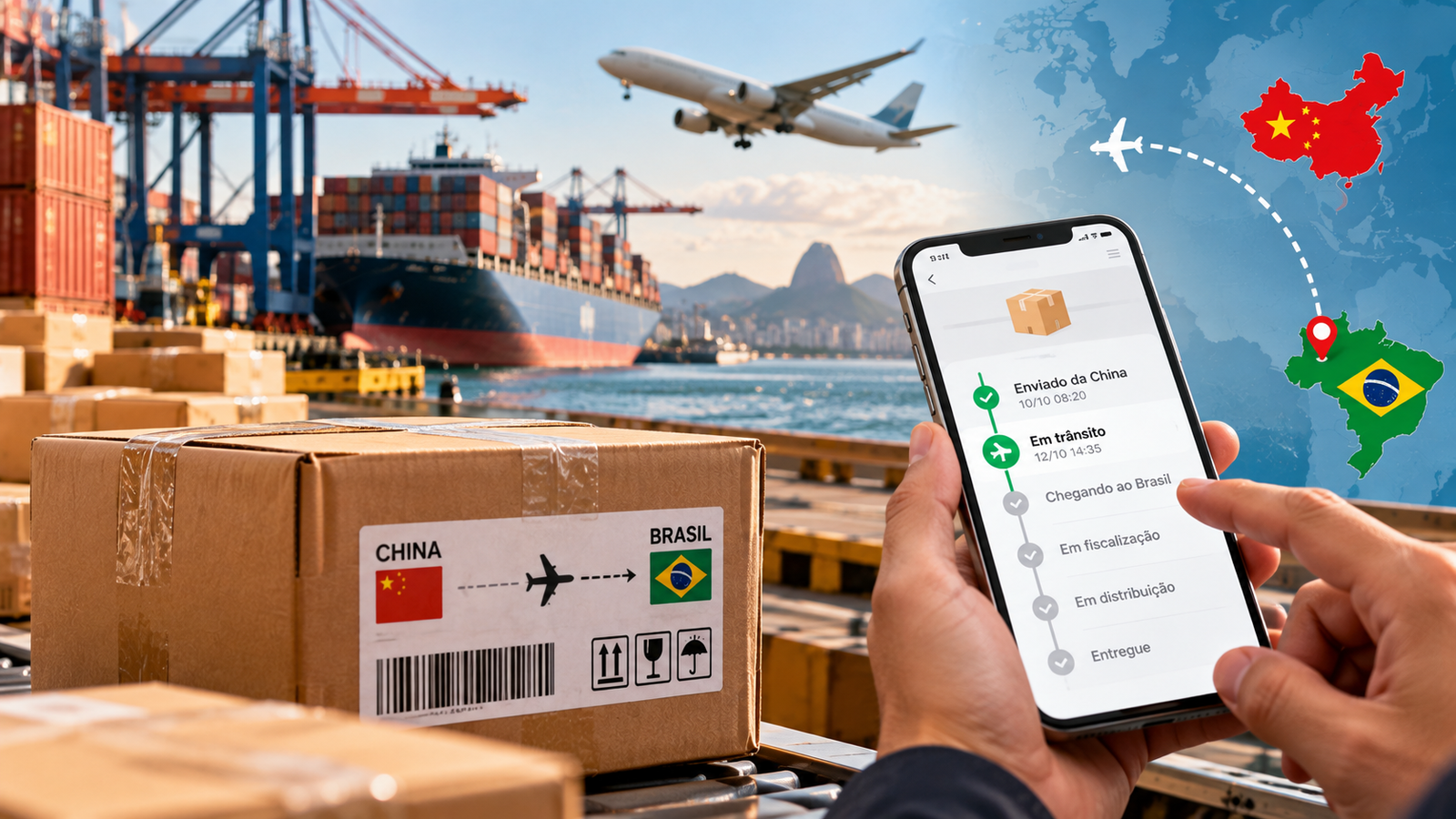 O pacote está em trânsito da China para o Brasil: como rastrear